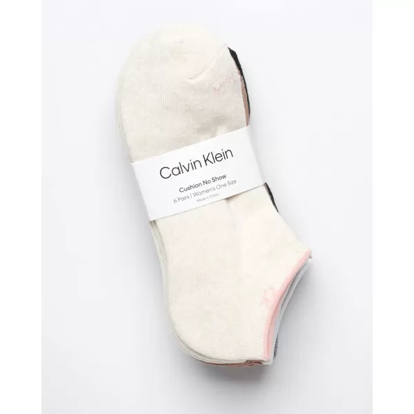 Calvin Klein Womens Athletic Socks  Cushion No Show Socks 6 PackNeutral Assorted