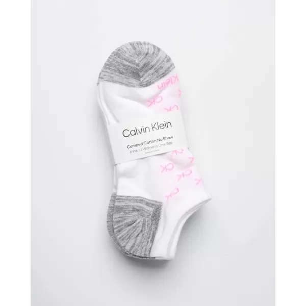 Calvin Klein Womens Athletic Socks  Cushion No Show Socks 6 PackWhite Ck Logo