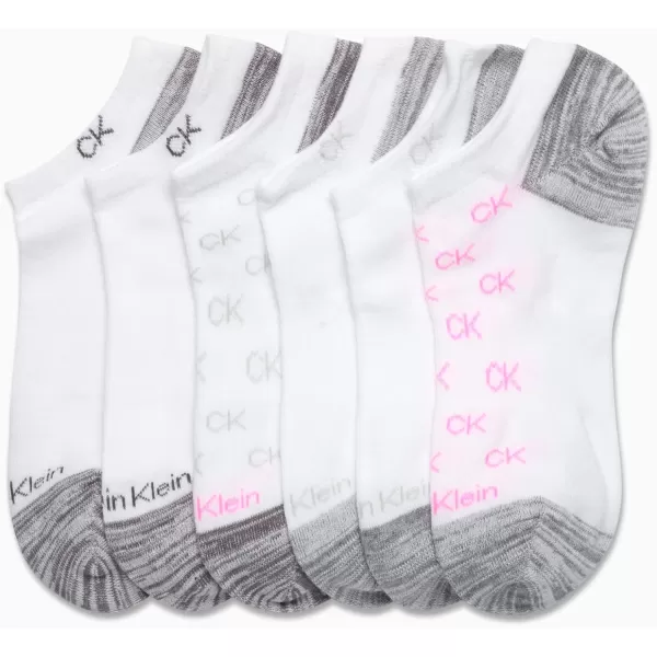 Calvin Klein Womens Athletic Socks  Cushion No Show Socks 6 PackWhite Ck Logo