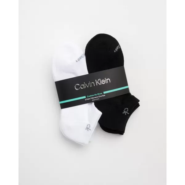 Calvin Klein Womens Athletic Socks  Cushion No Show Socks 6 PackWhiteBlack