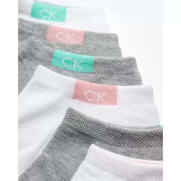 Calvin Klein Womens Athletic Socks  Cushion No Show Socks 6 PackWhiteGrey