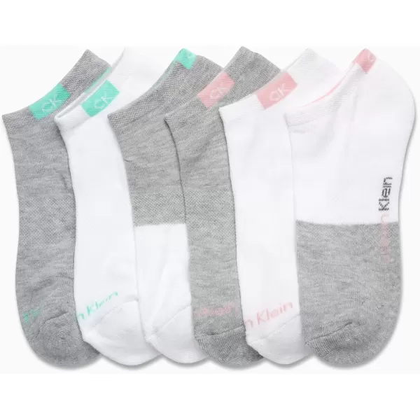 Calvin Klein Womens Athletic Socks  Cushion No Show Socks 6 PackWhiteGrey