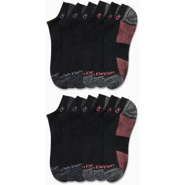 Calvin Klein Womens Athletic Socks  Lightweight Performance No Show Socks 12 PackBlack Logo