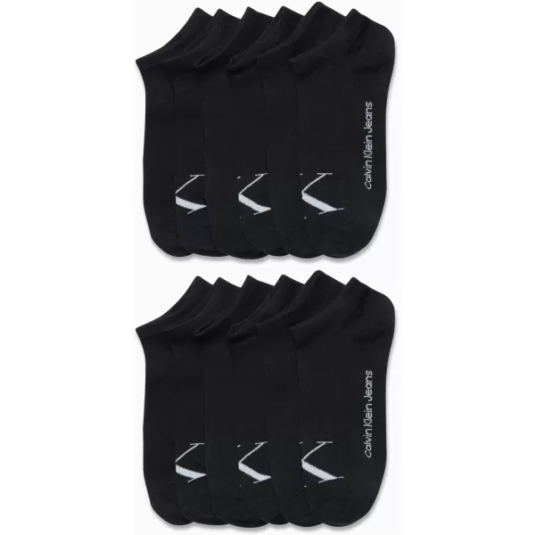 Calvin Klein Womens Athletic Socks  Lightweight Performance No Show Socks 12 PackBlack Monogram