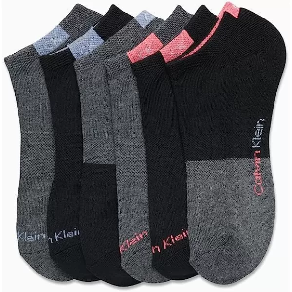 Calvin Klein Womens Athletic Socks  Lightweight Performance No Show Socks 12 PackBlackGrey