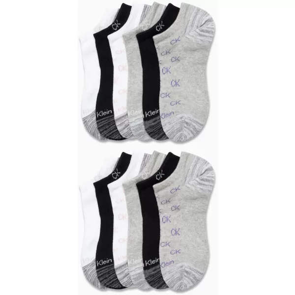 Calvin Klein Womens Athletic Socks  Lightweight Performance No Show Socks 12 PackGrey Ck Logo