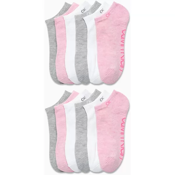 Calvin Klein Womens Athletic Socks  Lightweight Performance No Show Socks 12 PackPink Multi