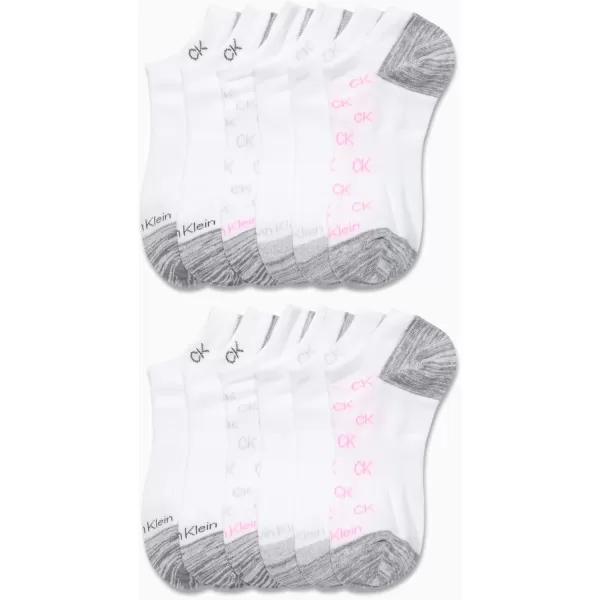 Calvin Klein Womens Athletic Socks  Lightweight Performance No Show Socks 12 PackWhite Ck Logo