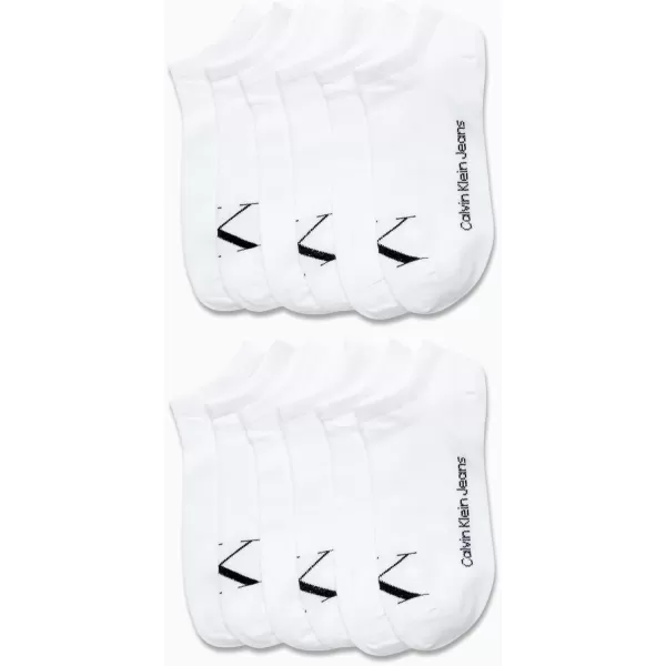 Calvin Klein Womens Athletic Socks  Lightweight Performance No Show Socks 12 PackWhite Monogram