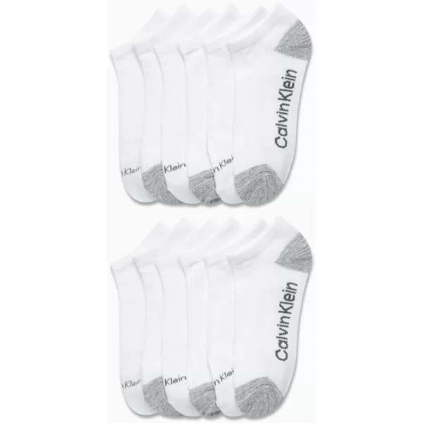 Calvin Klein Womens Athletic Socks  Lightweight Performance No Show Socks 12 PackWhiteGrey