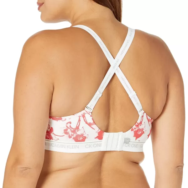 Calvin Klein Womens CK One Cotton Lightly Lined BraletteLilium Printstrawberry Shake