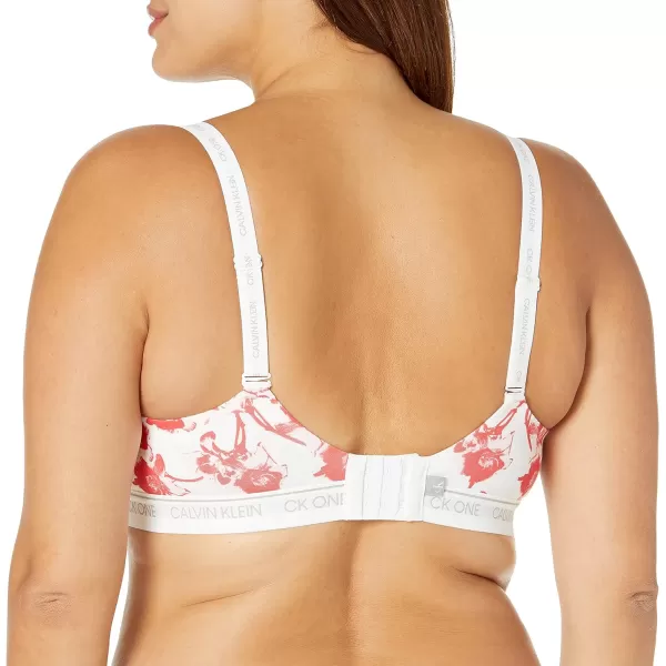 Calvin Klein Womens CK One Cotton Lightly Lined BraletteLilium Printstrawberry Shake