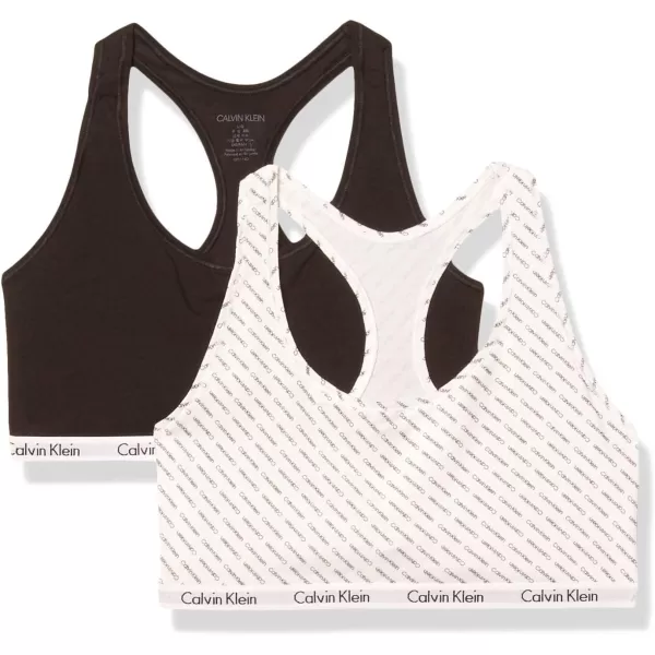 Calvin Klein Womens Carousel Logo Bralette 2packBlack White Diagonal Logo