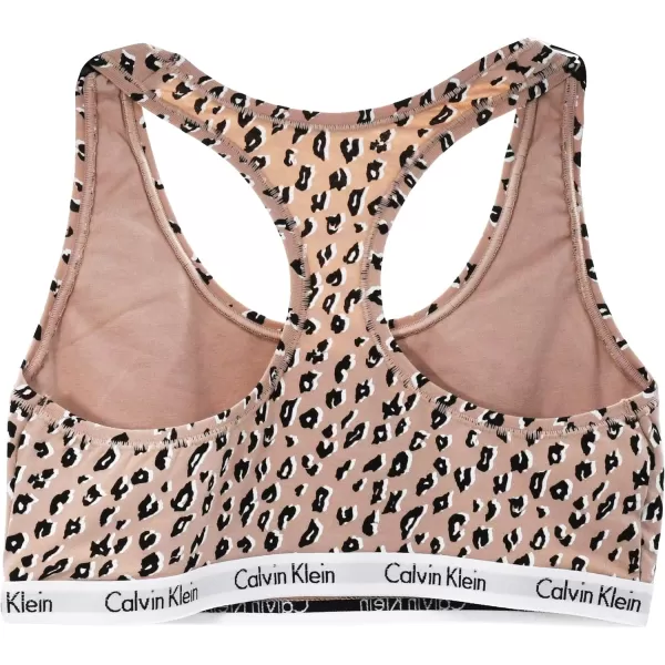 Calvin Klein Womens Carousel Logo BraletteCheetah Shadow Honey Almond