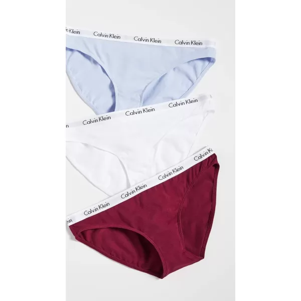 Calvin Klein Womens Carousel Logo Cotton Stretch Bikini Panties 3 Pack3 Raspberry JamDusty PeriwinkleWhim