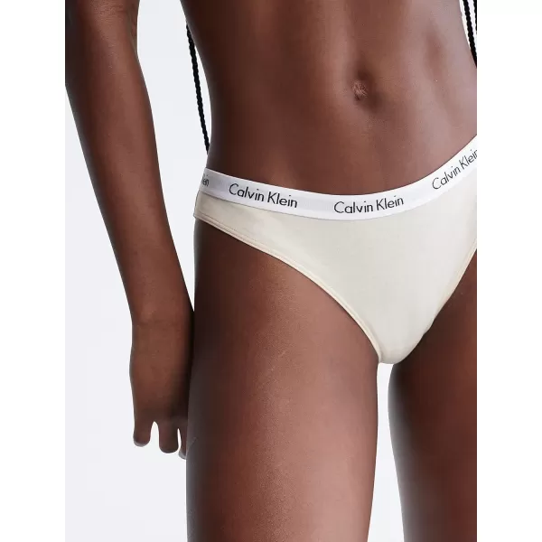 Calvin Klein Womens Carousel Logo Cotton Stretch Bikini Panties 3 Pack3 TapiocaExactRainer Stripered Carpet