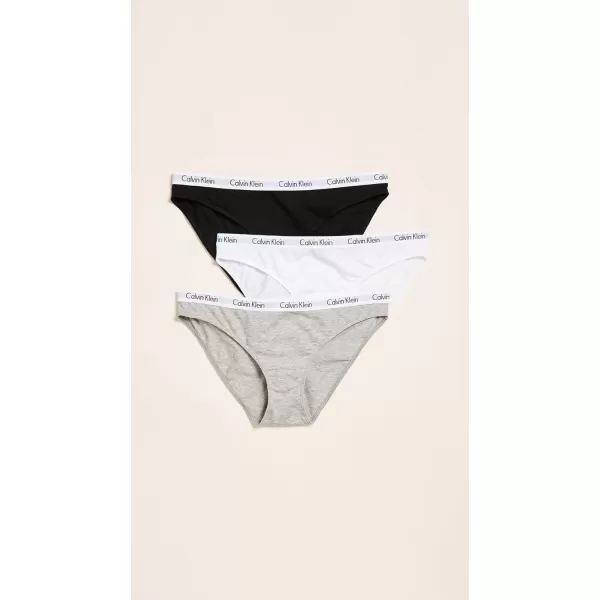 Calvin Klein Womens Carousel Logo Cotton Stretch Bikini Panties 3 PackBlackWhiteGrey