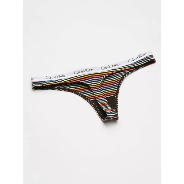 Calvin Klein Womens Carousel Logo Cotton Thong Multipack Panty3 BlackGrey HeatherColor Stripe