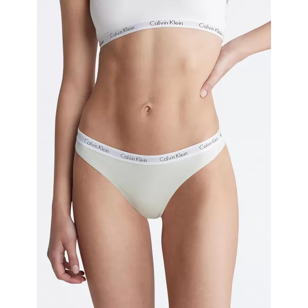 Calvin Klein Womens Carousel Logo Cotton Thong Multipack Panty3 Canary GreenStone GreyBlueberry