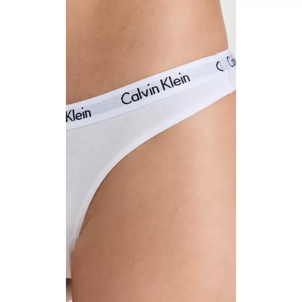 Calvin Klein Womens Carousel Logo Cotton Thong Multipack Panty3 Mellow OrangeWhiteRainer Stripe Grey Heather