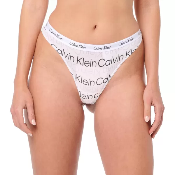 Calvin Klein Womens Carousel Logo Cotton Thong Multipack PantyBlack  Orchid Petal  Reflected LogowhiteOrchid Petal