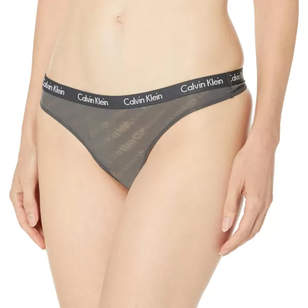 Calvin Klein Womens Carousel Logo Cotton Thong Multipack PantyBlackAshford GreyFresh Taupe