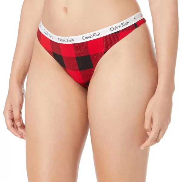 Calvin Klein Womens Carousel Logo Cotton Thong Multipack PantyBlackGrey HeatherSmall Buff Check Obsess