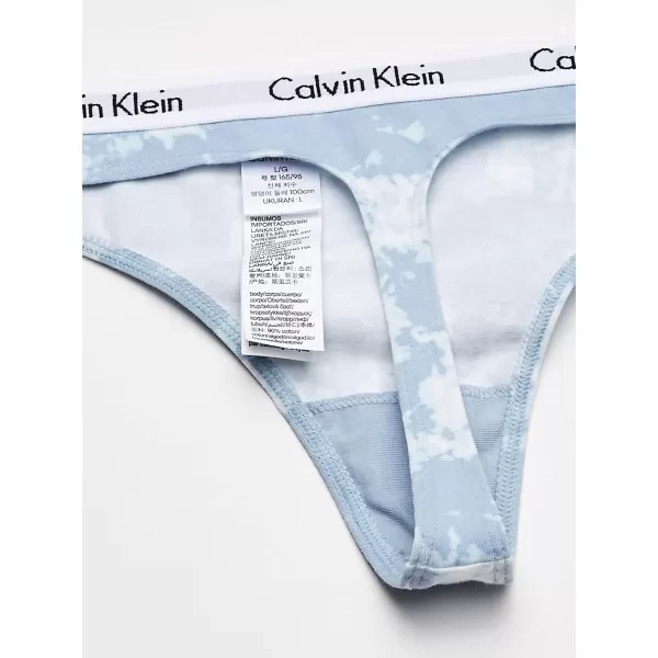 Calvin Klein Womens Carousel Logo Cotton Thong Multipack PantyGry HtrScorched DnmMorongo Clouds Blue Fog