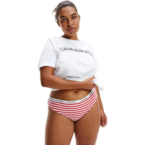 Calvin Klein Womens Carousel Logo Cotton Thong Multipack PantyRainer Stripe Strawberry ShakeRoyaltyBlack