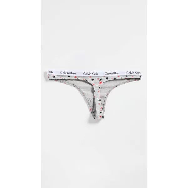 Calvin Klein Womens Carousel Logo Cotton Thong Multipack PantyTomatoTwinkleGrey HeatherBlack