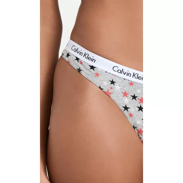 Calvin Klein Womens Carousel Logo Cotton Thong Multipack PantyTomatoTwinkleGrey HeatherBlack