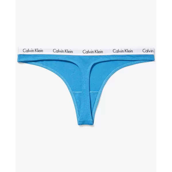 Calvin Klein Womens Carousel Logo Pride Cotton Stretch Thong Panties 5 Pack5 Cherry TomatoPersian RedLemon LimeAqua GreenBlue Ambience