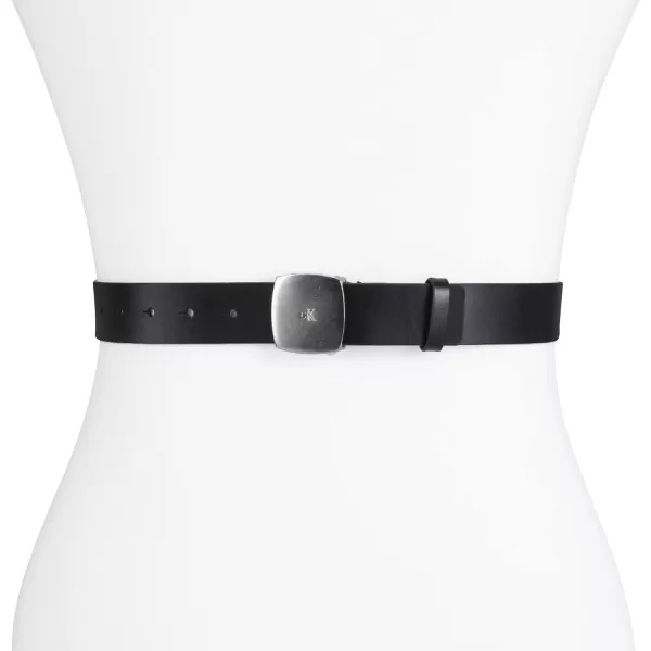 Calvin Klein Womens Casual Plaque Buckle Ck Jeans BeltBlack Micro Plaque