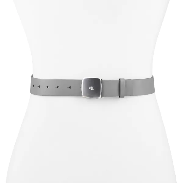 Calvin Klein Womens Casual Plaque Buckle Ck Jeans BeltGrey Micro Plaque