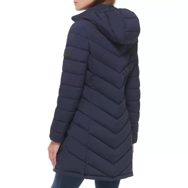 Calvin Klein Womens Chevron Quilting Casual Lightweight JacketDark Navy