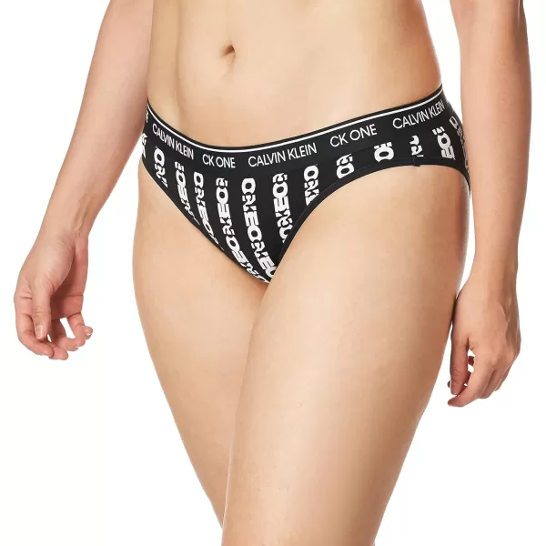 Calvin Klein Womens Ck One Cotton Bikini PantyOne Logo Stripe Black