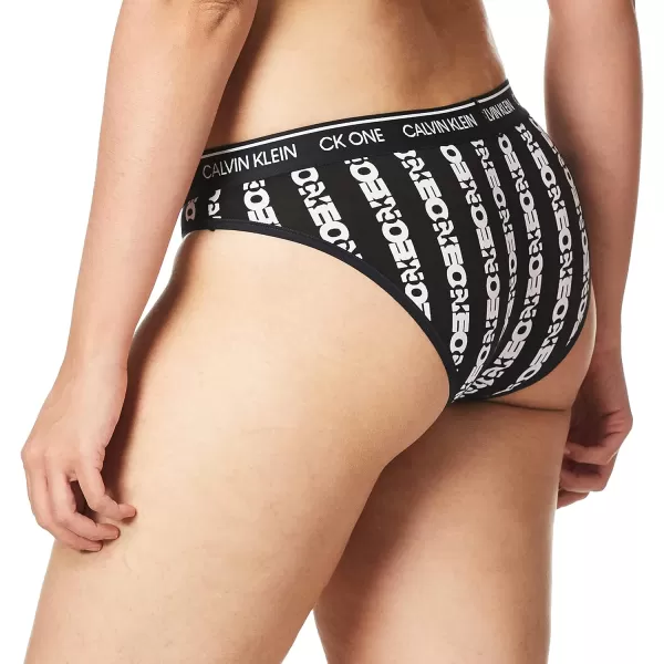 Calvin Klein Womens Ck One Cotton Bikini PantyOne Logo Stripe Black