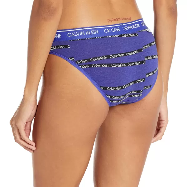 Calvin Klein Womens Ck One Cotton Bikini PantyStaggered Stripes Logo Printclematis