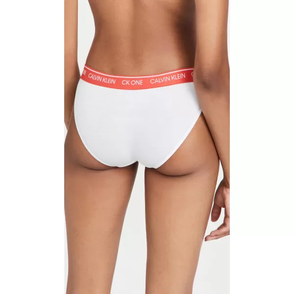 Calvin Klein Womens Ck One Cotton Bikini PantyWhite W Colored Waistbands