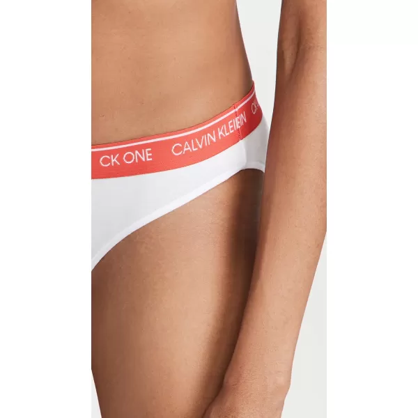 Calvin Klein Womens Ck One Cotton Bikini PantyWhite W Colored Waistbands