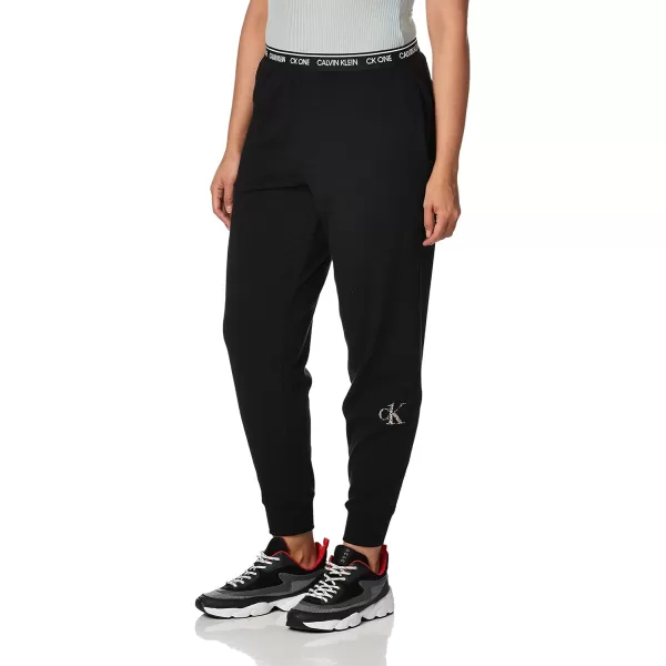 Calvin Klein Womens Ck One Cotton Jogger SweatpantsBlack Leopard