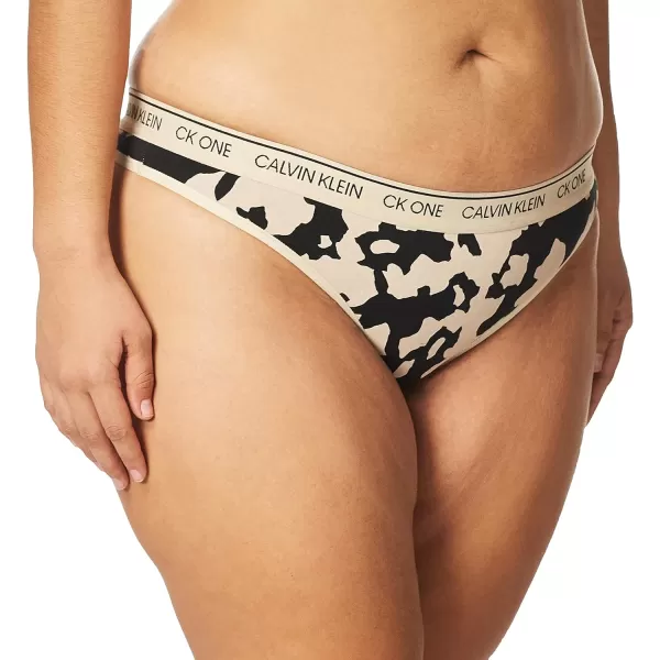 Calvin Klein Womens Ck One Cotton Thong PantyCut Out Printcharming Khaki