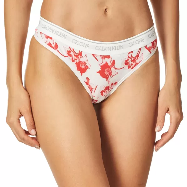 Calvin Klein Womens Ck One Cotton Thong PantyLilium Printstrawberry Shake