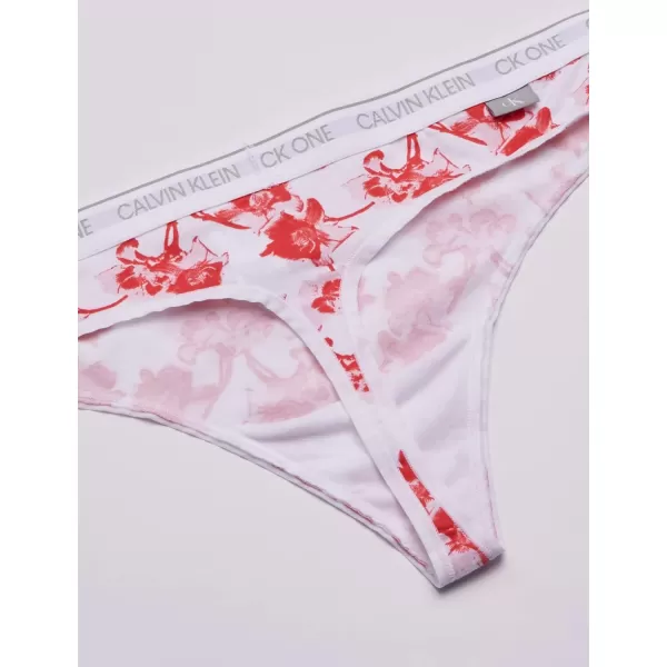 Calvin Klein Womens Ck One Cotton Thong PantyLilium Printstrawberry Shake