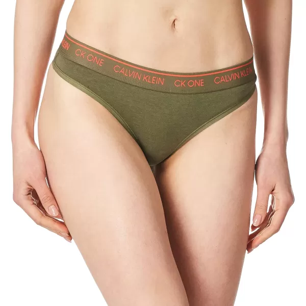 Calvin Klein Womens Ck One Cotton Thong PantyMuted Pine