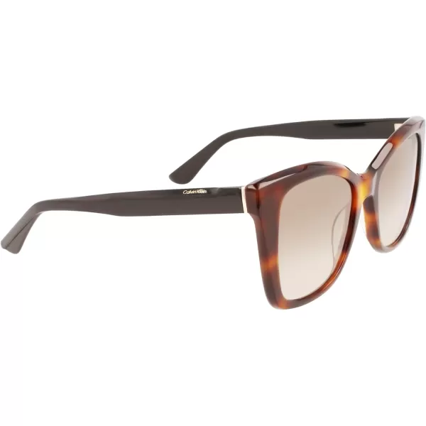 Calvin Klein Womens Ck22530s Rectangular SunglassesBrown Havana