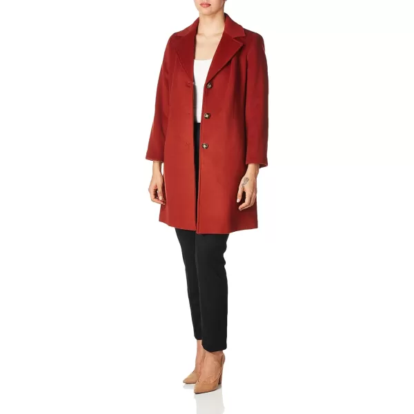 Calvin Klein Womens Classic Cashmere Wool Blend CoatChili Pepper