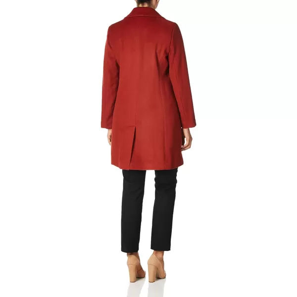 Calvin Klein Womens Classic Cashmere Wool Blend CoatChili Pepper