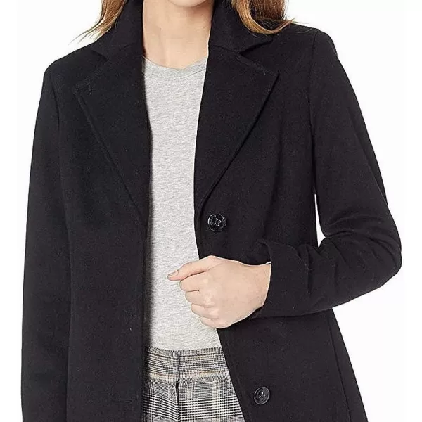 Calvin Klein Womens Classic Cashmere Wool Blend CoatDeep Black