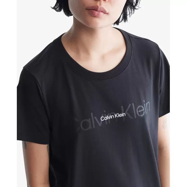 Calvin Klein Womens Embossed Icon Lounge Short Sleeve NightshirtBlack